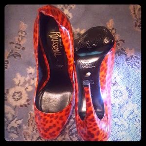 Jerome C. Rousseau red print pumps
